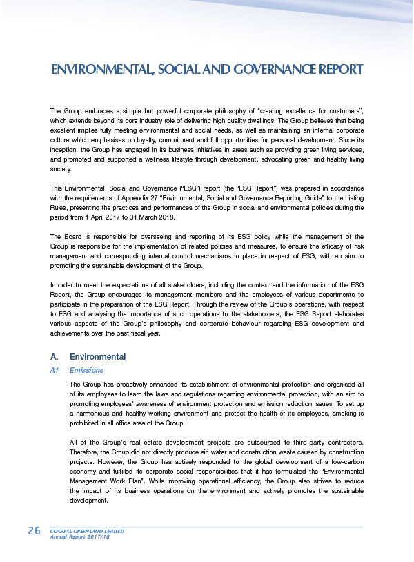 2017/2018 Environmental, Social and Governance Report