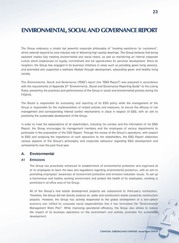 2018/2019 Environmental, Social and Governance Report