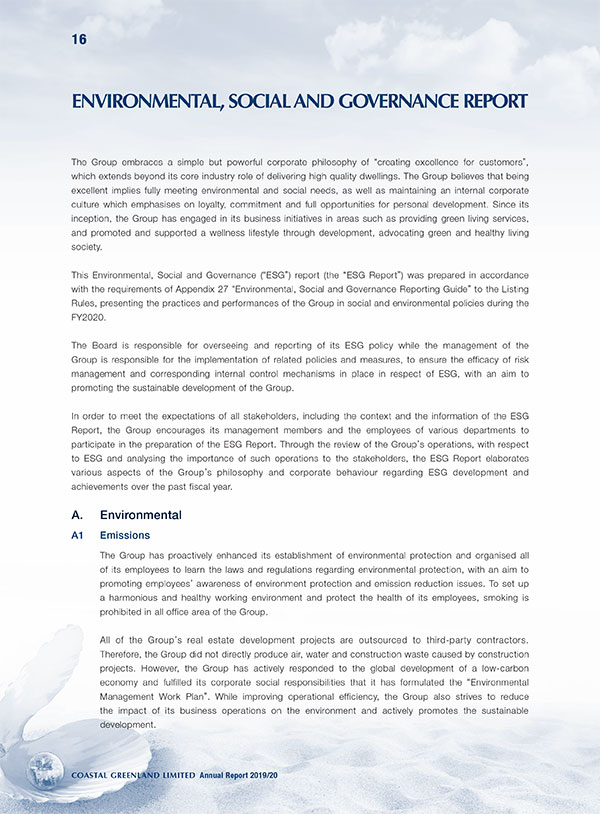 2019/2020 Environmental, Social and Governance Report