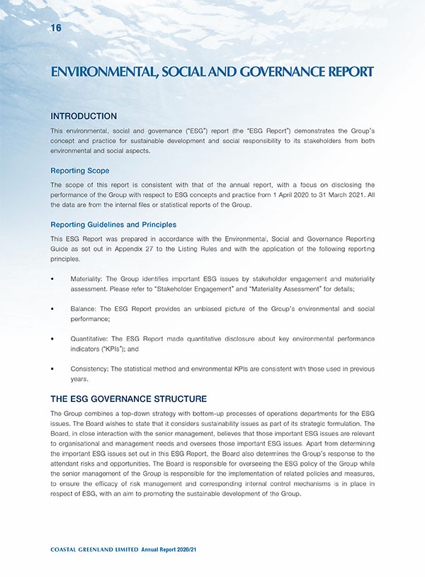 2020/2021 Environmental, Social and Governance Report