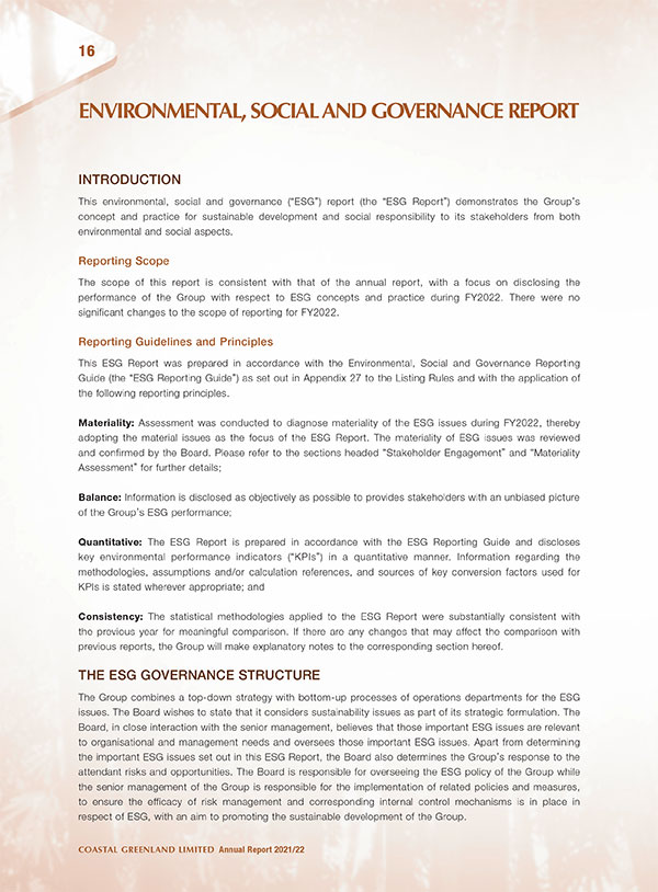 2021/2022 Environmental, Social and Governance Report