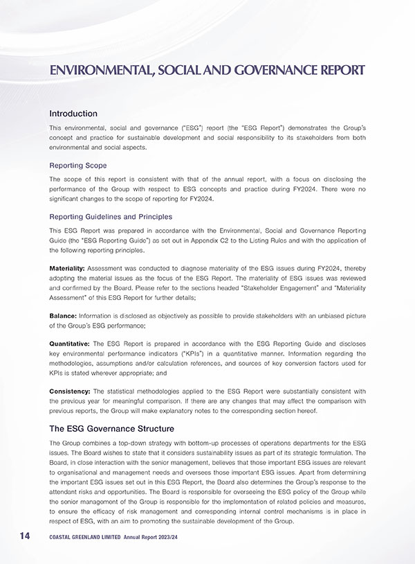 2023/2024 Environmental, Social and Governance Report