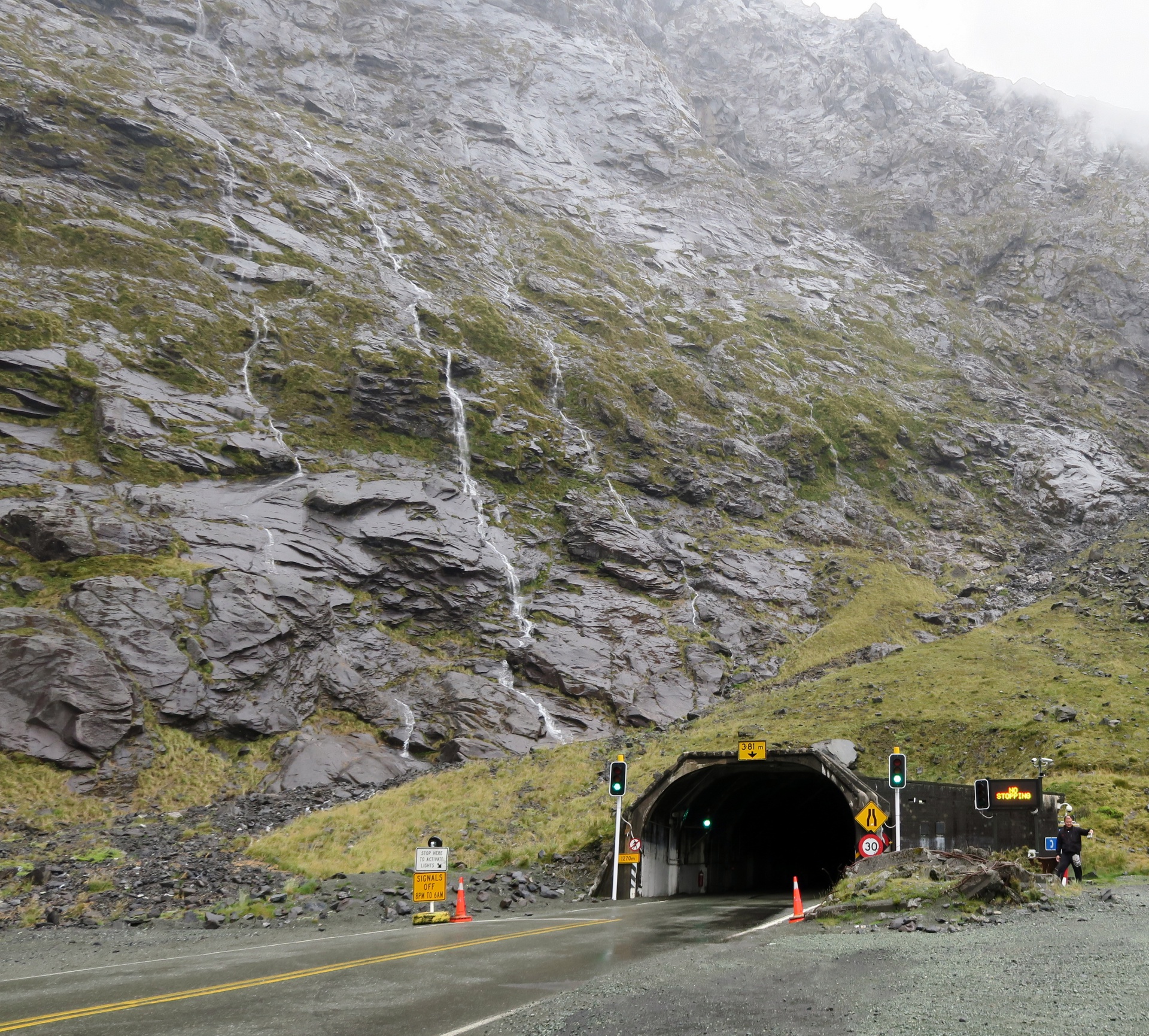 Homer Tunnel that goes through a Mountain